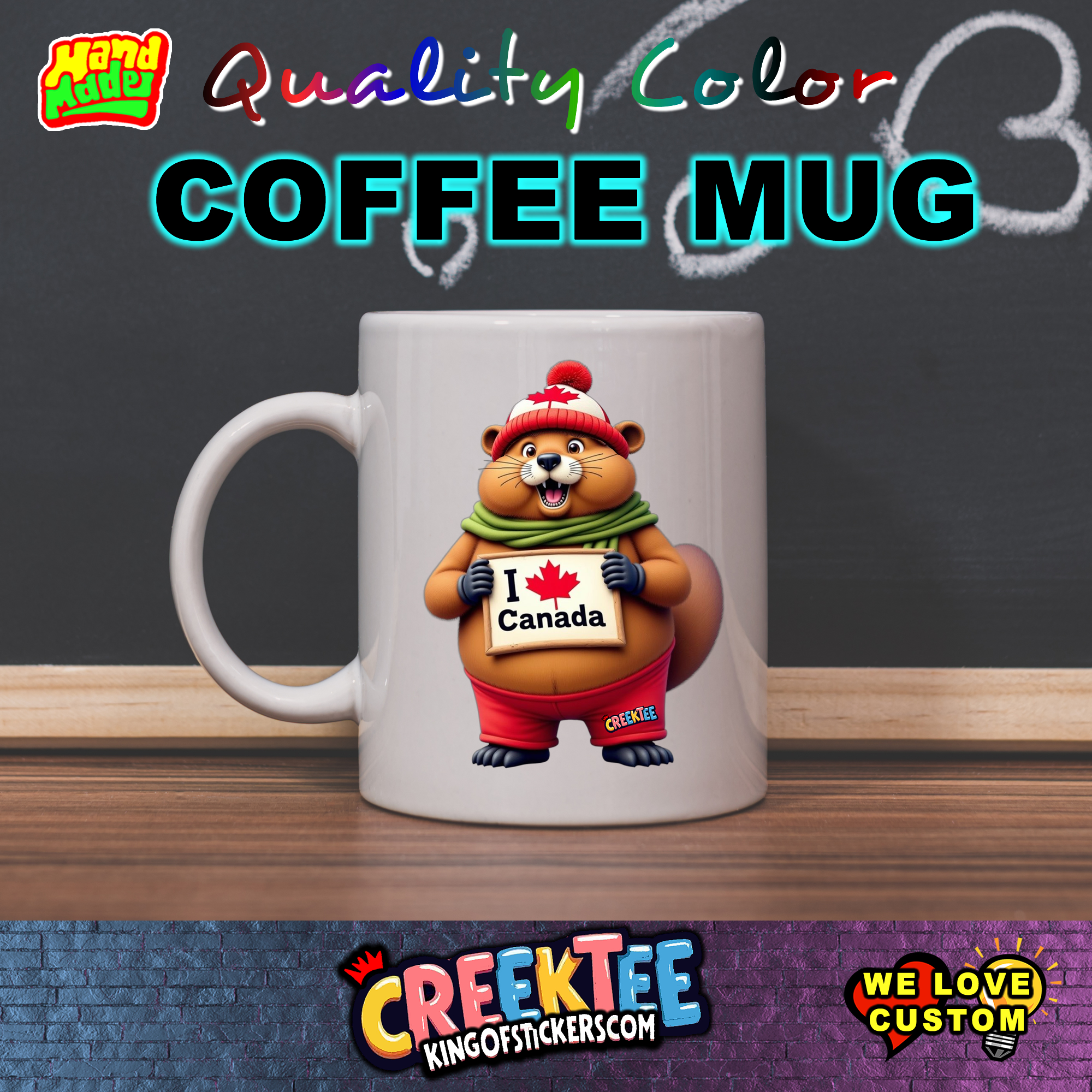 I Love Canada Coffee Mug  - Custom Bumper Sticker, Vinyl Sticker, or Magnet