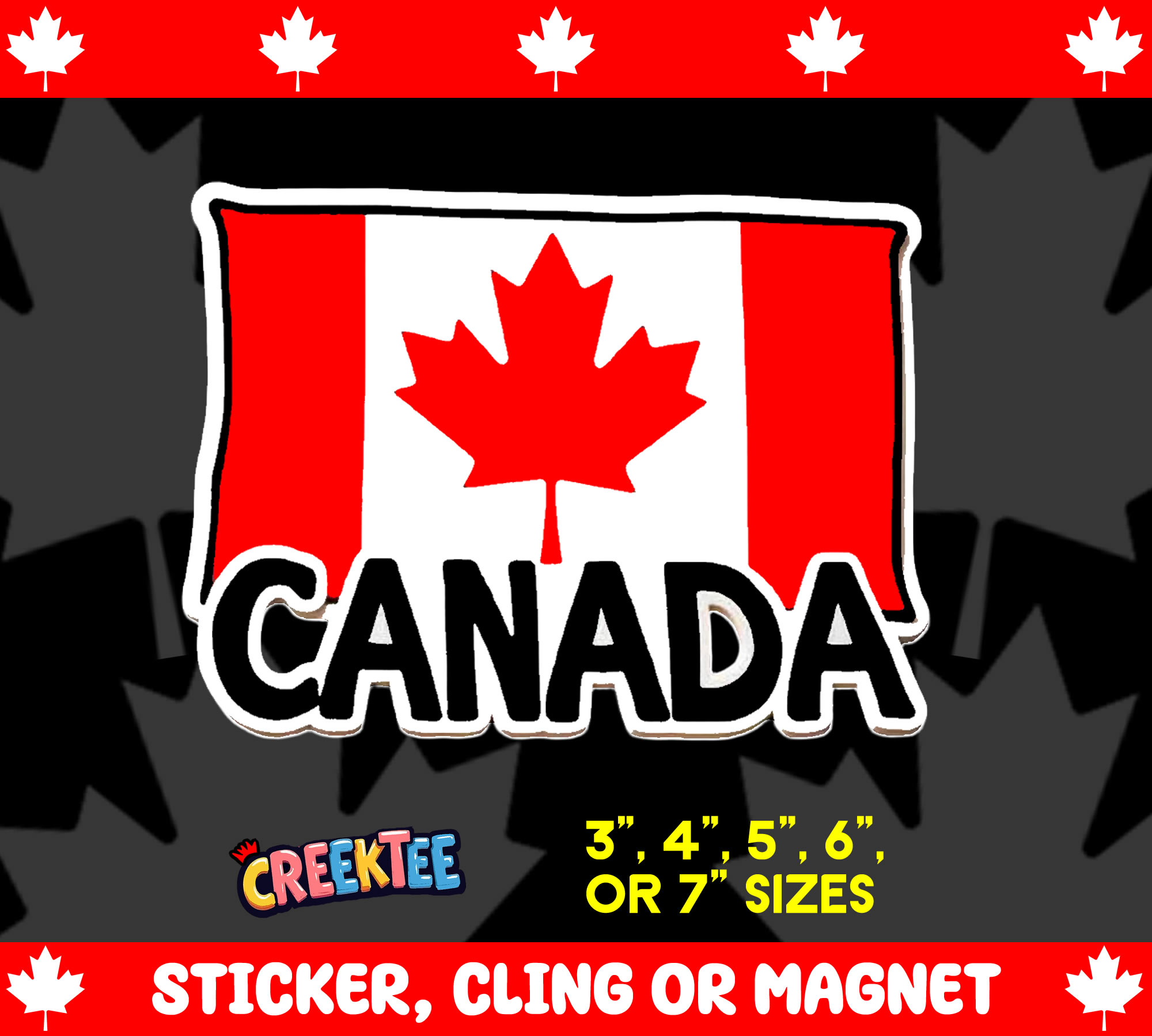 Canada Die Cut Vinyl Sticker  Window Cling or Magnet with Laminate Coating in Various Sizes - Custom Bumper Sticker, Vinyl Sticker, or Magnet