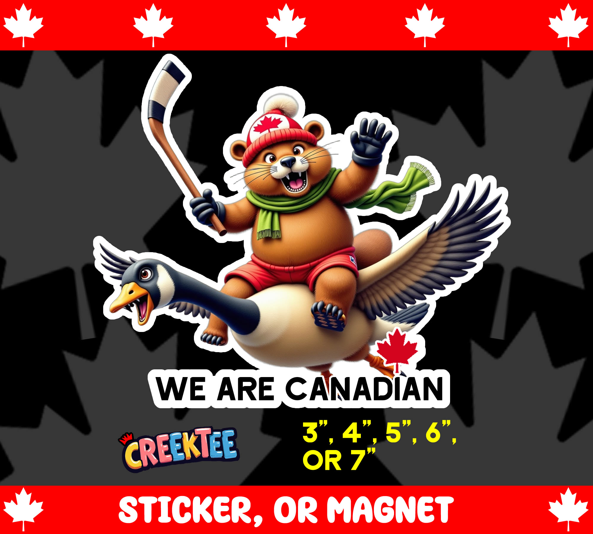 We Are Canadian Die Cut Vinyl Sticker  Window Cling or Magnet with Laminate Coating in Various Sizes - Custom Bumper Sticker, Vinyl Sticker, or Magnet