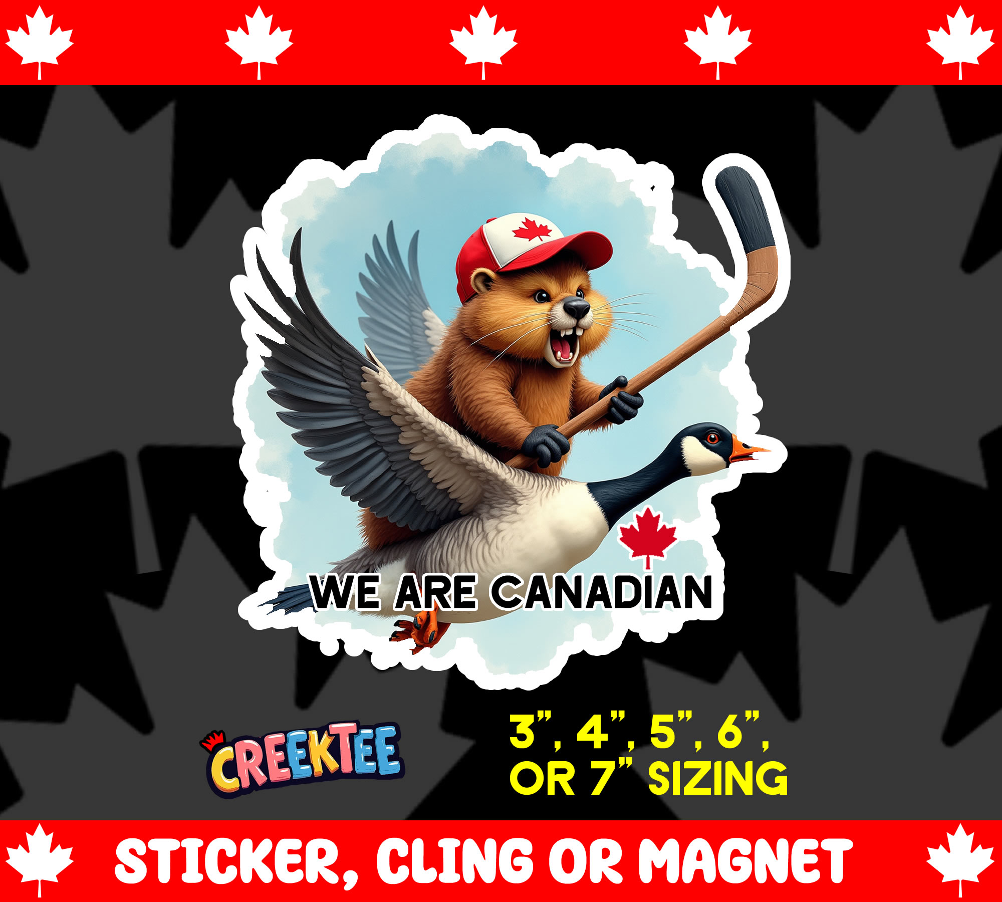 We Are Canadian Die Cut Vinyl Sticker  Window Cling or Magnet with Laminate Coating in Various Sizes - Custom Bumper Sticker, Vinyl Sticker, or Magnet