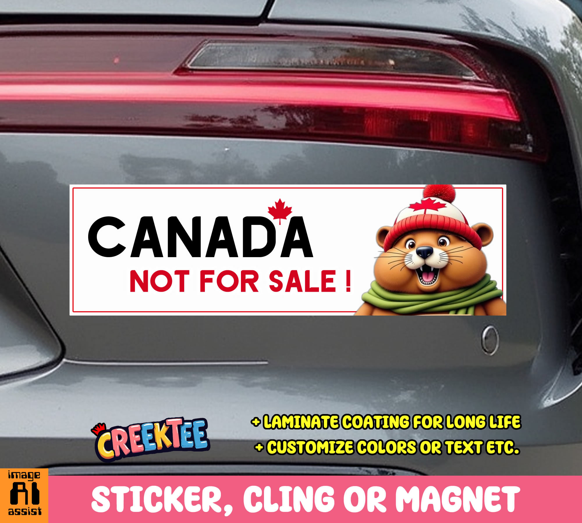 Canada  Not for Sale  Vinyl Bumper Sticker  Window Cling or Magnet in UV Laminate Coating and Various Sizes - Custom Bumper Sticker, Vinyl Sticker, or Magnet