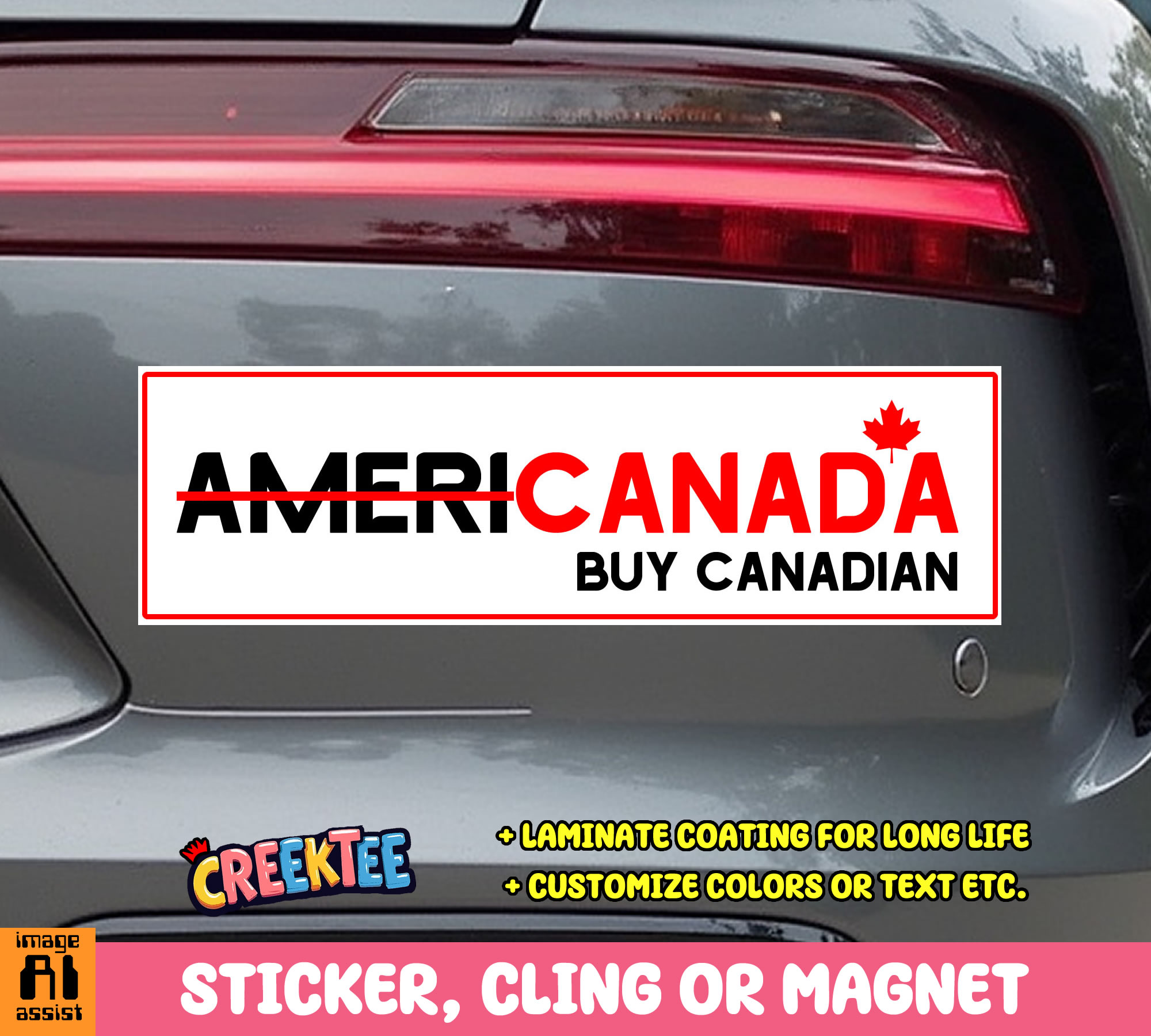 Canada  Buy Canadian Vinyl Bumper Sticker  Window Cling or Magnet in UV Laminate Coating and Various Sizes - Custom Bumper Sticker, Vinyl Sticker, or Magnet