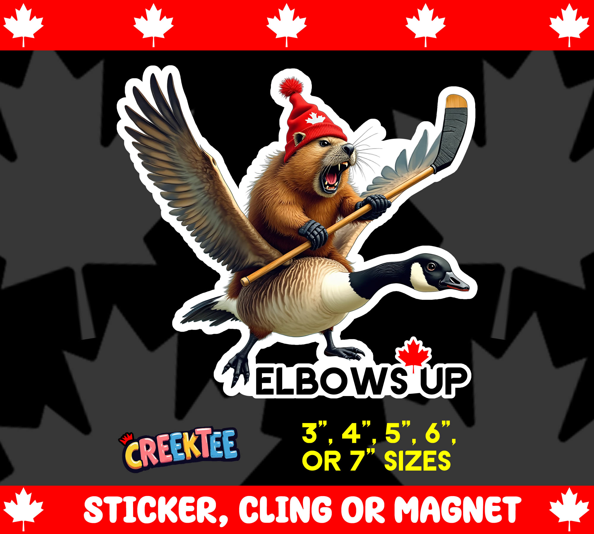 Elbows Up Die Cut Vinyl Sticker  Window Cling or Magnet with Laminate Coating in Various Sizes - Custom Bumper Sticker, Vinyl Sticker, or Magnet