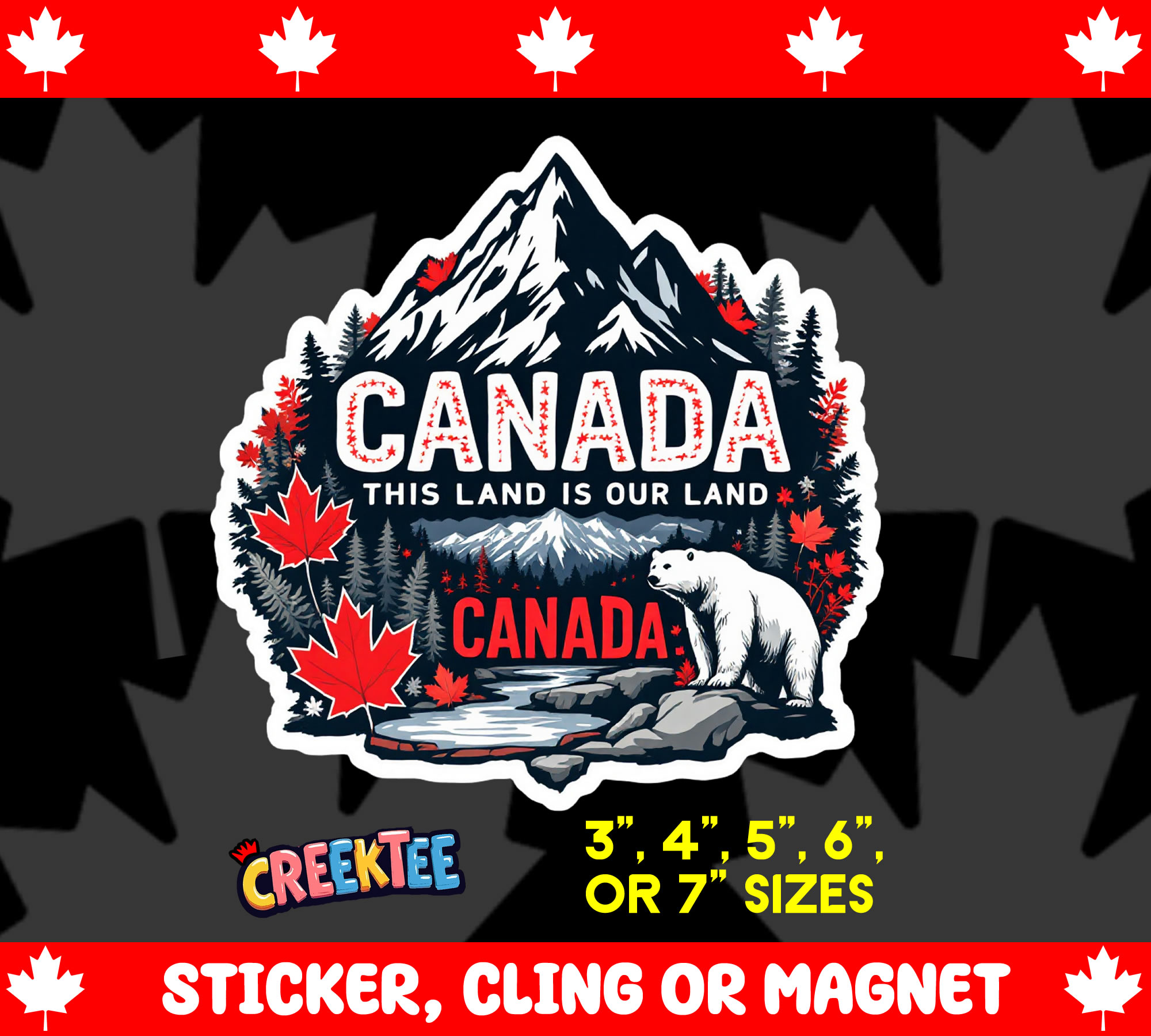 Canada  This Land is Our Land  - Custom Bumper Sticker, Vinyl Sticker, or Magnet