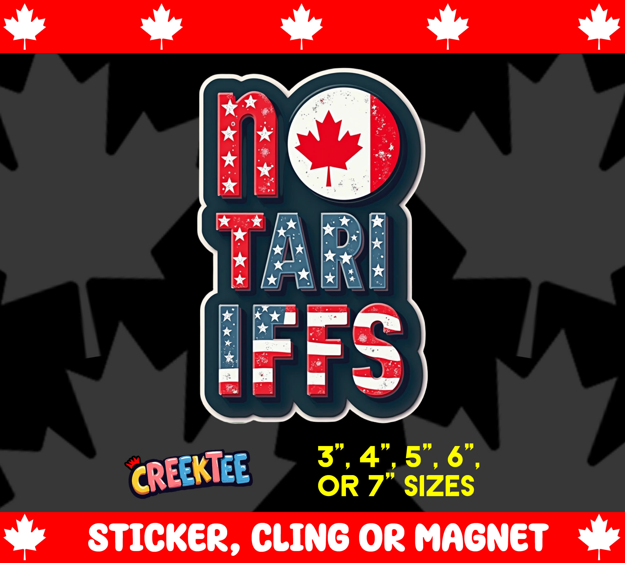 No Tariffs Vinyl Sticker  Window Cling or Magnet with Laminate Coating in Various Sizes - Custom Bumper Sticker, Vinyl Sticker, or Magnet