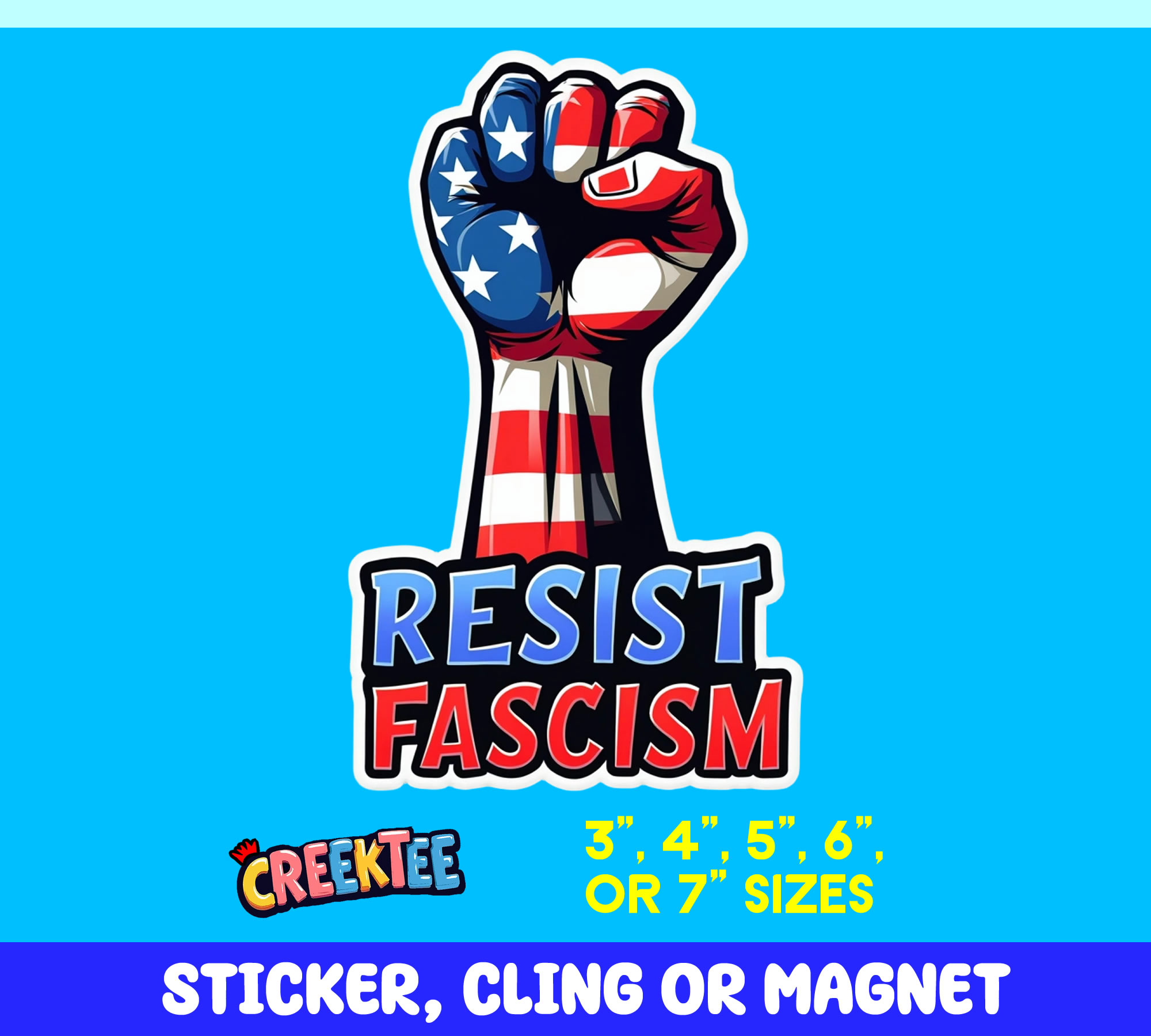 Resist Fascism Die Cut Vinyl Sticker  Window Cling or Magnet with Laminate Coating in Various Sizes - Custom Bumper Sticker, Vinyl Sticker, or Magnet