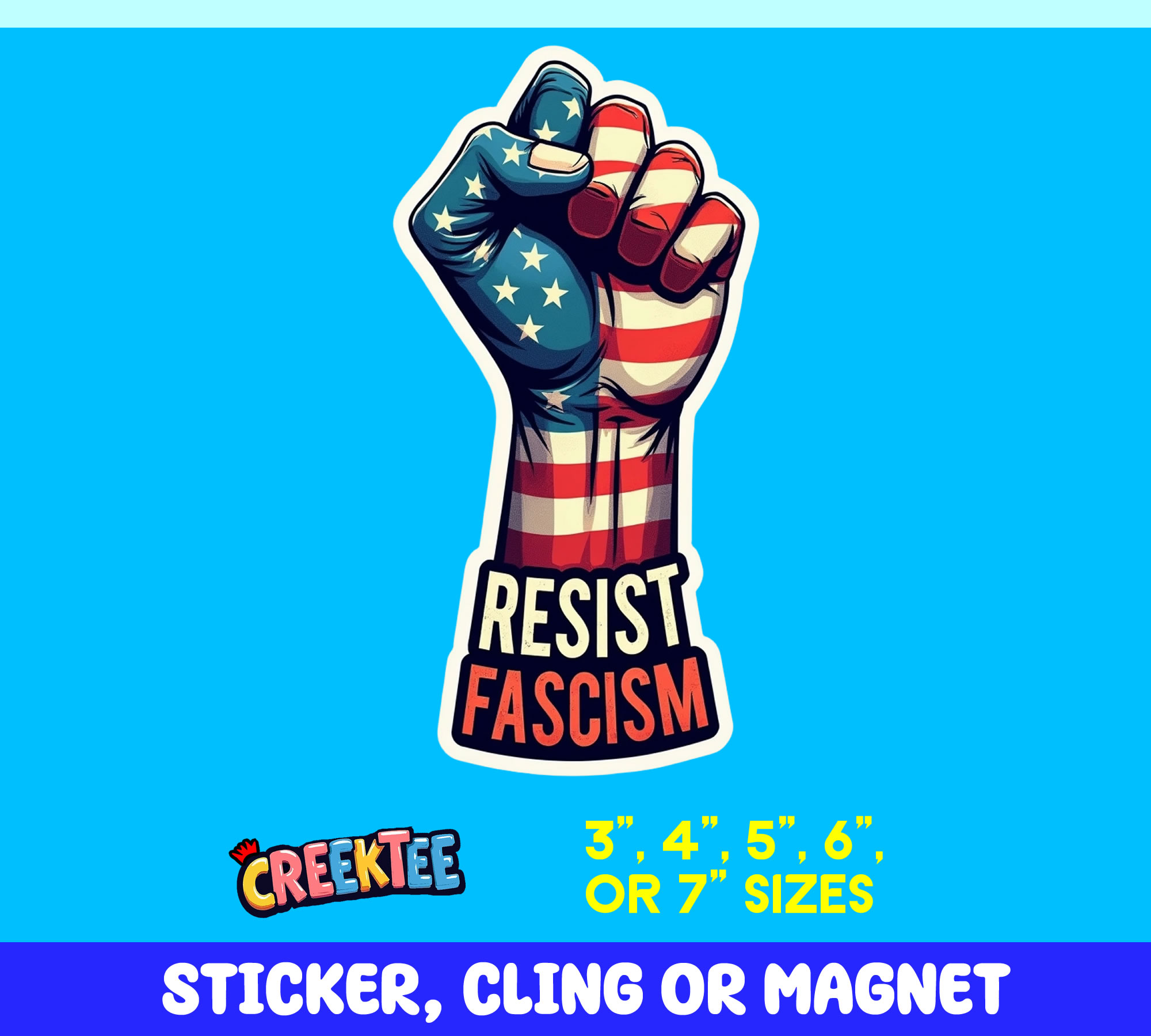 Resist Fascism Die Cut Vinyl Sticker  Window Cling or Magnet with Laminate Coating in Various Sizes - Custom Bumper Sticker, Vinyl Sticker, or Magnet