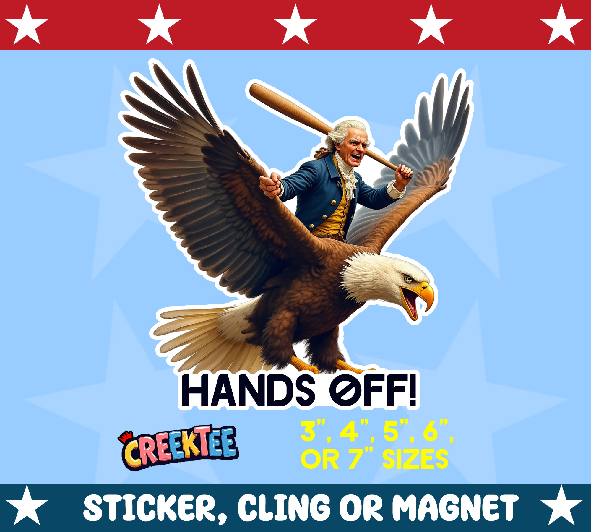 Hands Off USA Die Cut Vinyl Sticker  Window Cling or Magnet with Laminate Coating in Various Sizes - Custom Bumper Sticker, Vinyl Sticker, or Magnet