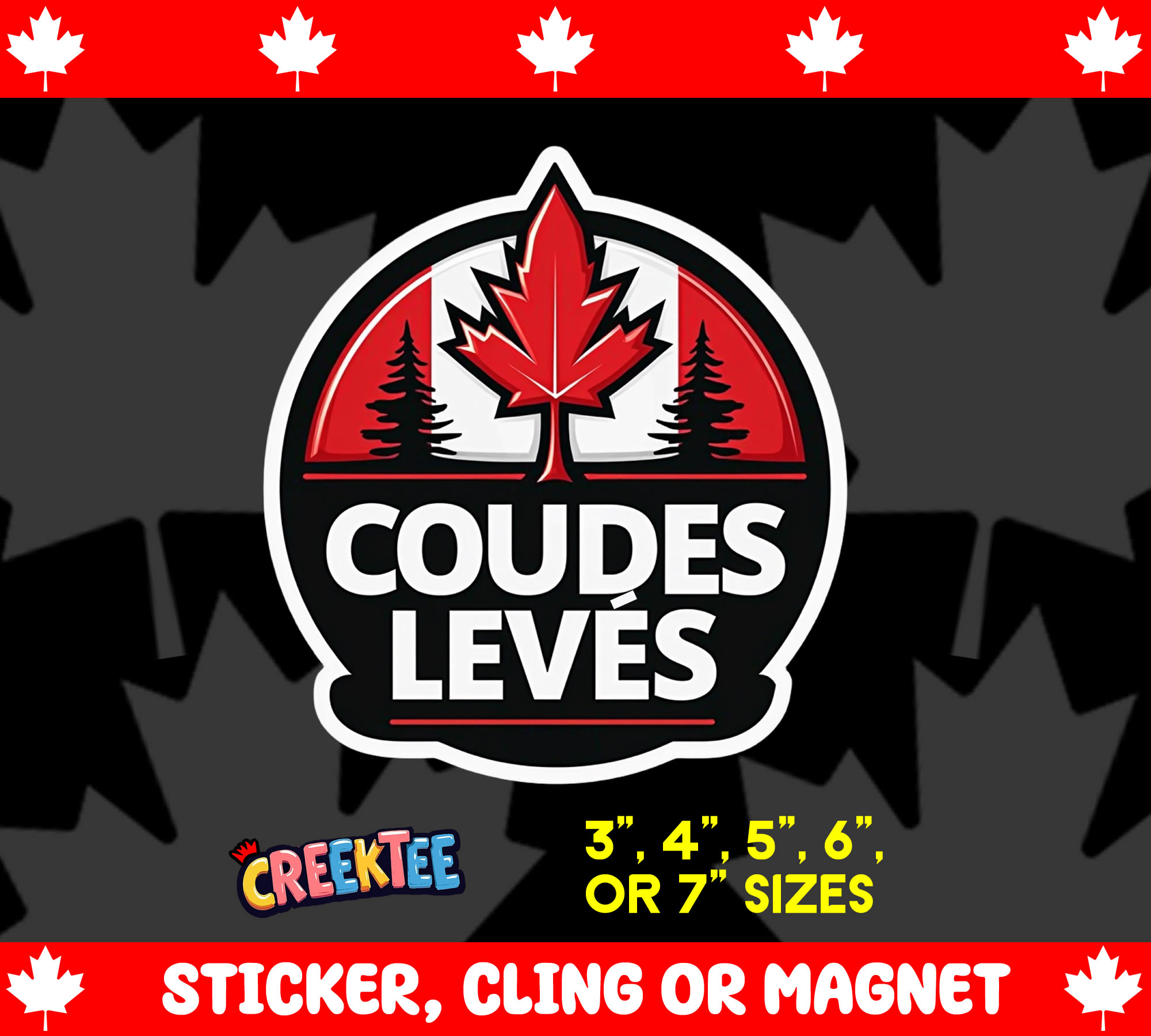 Coudes Leves Die Cut Vinyl Sticker  Window Cling or Magnet with Laminate Coating in Various Sizes - Custom Bumper Sticker, Vinyl Sticker, or Magnet