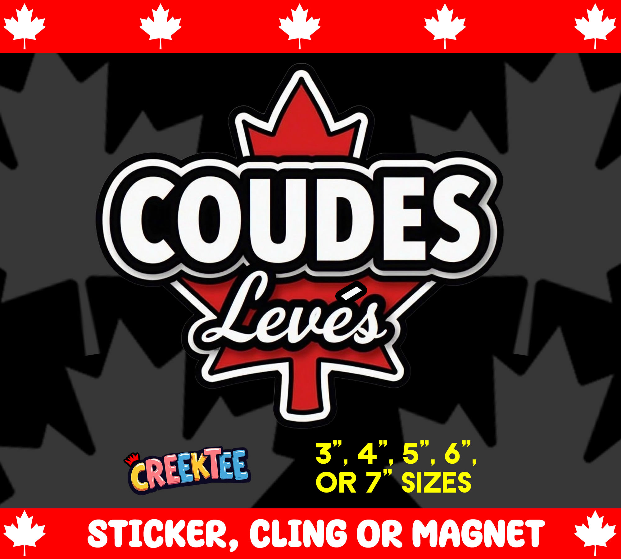 Coudes Leves Die Cut Vinyl Sticker  Window Cling or Magnet with Laminate Coating in Various Sizes - Custom Bumper Sticker, Vinyl Sticker, or Magnet