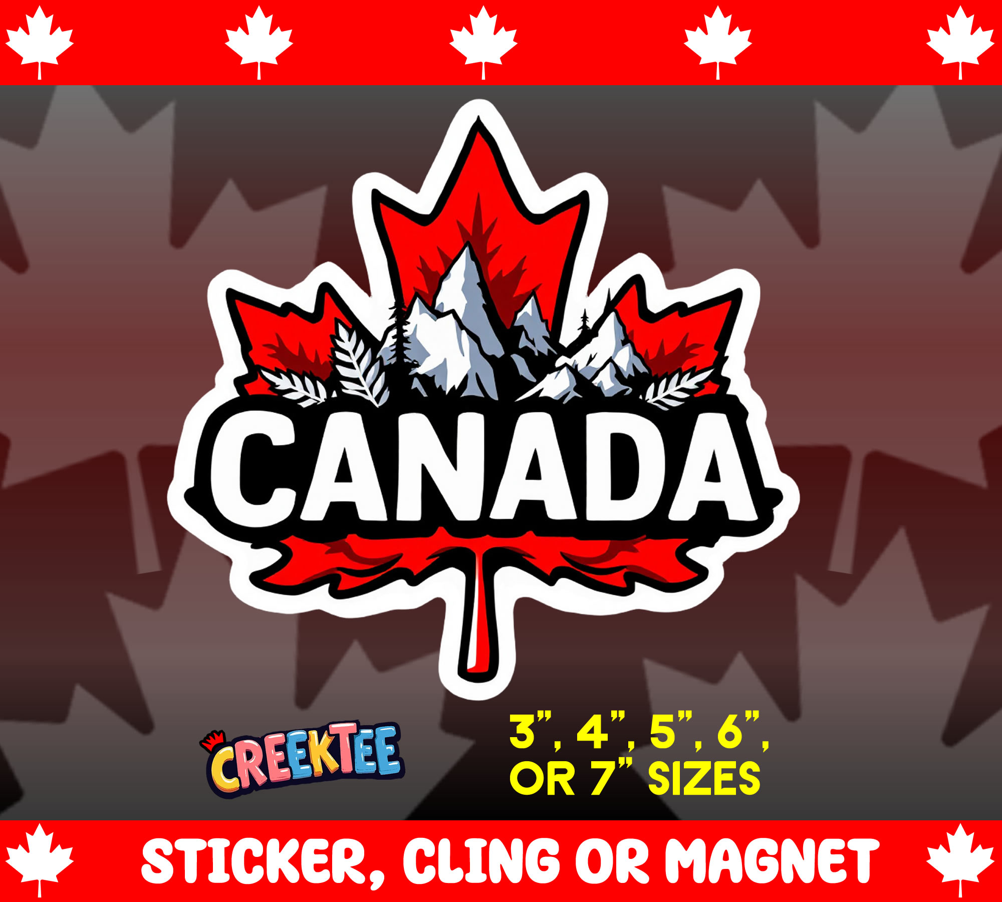 Canada Die Cut Vinyl Sticker  Window Cling or Magnet with Laminate Coating in Various Sizes - Custom Bumper Sticker, Vinyl Sticker, or Magnet