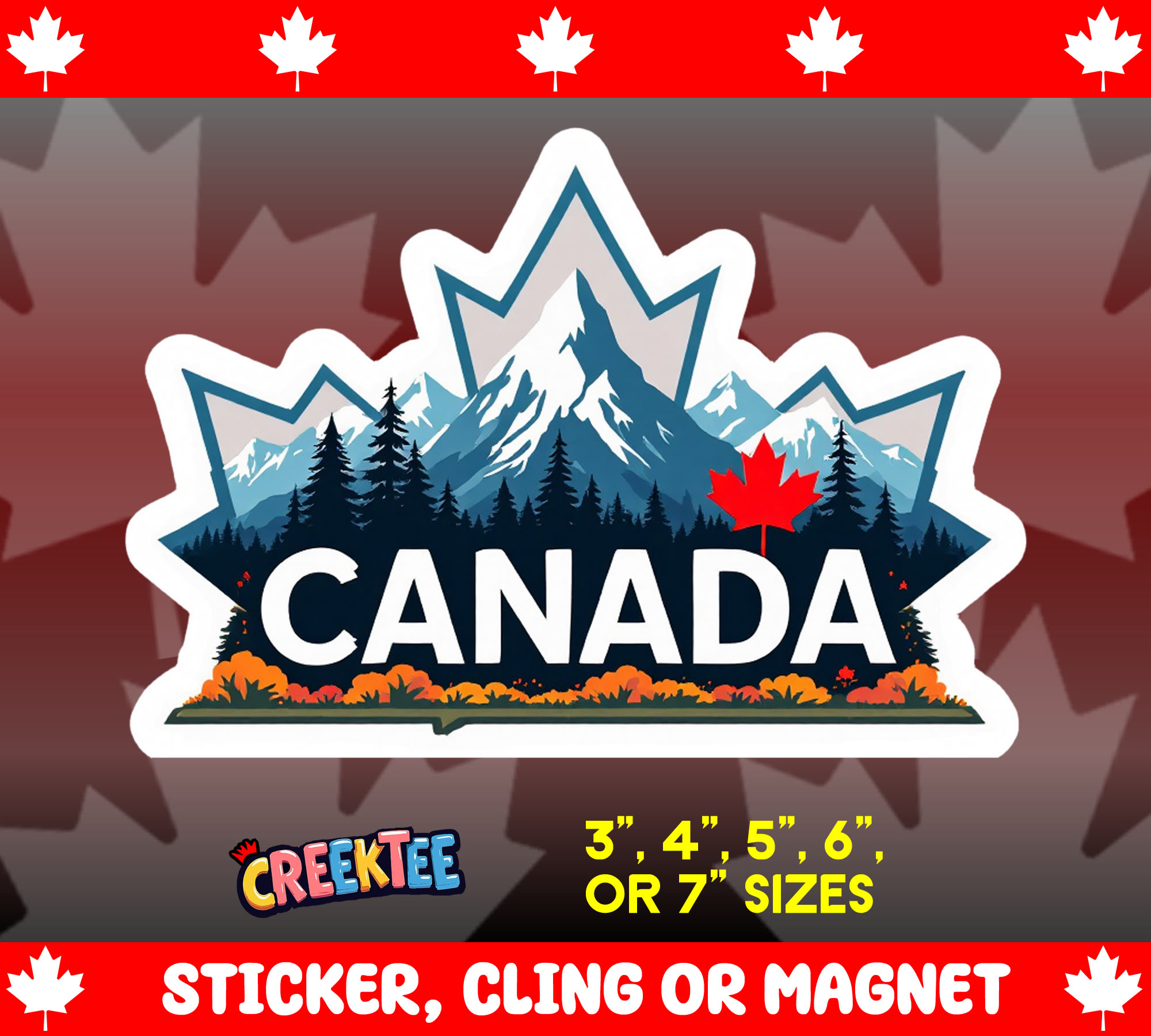 Canada Die Cut Vinyl Sticker  Window Cling or Magnet with Laminate Coating in Various Sizes - Custom Bumper Sticker, Vinyl Sticker, or Magnet
