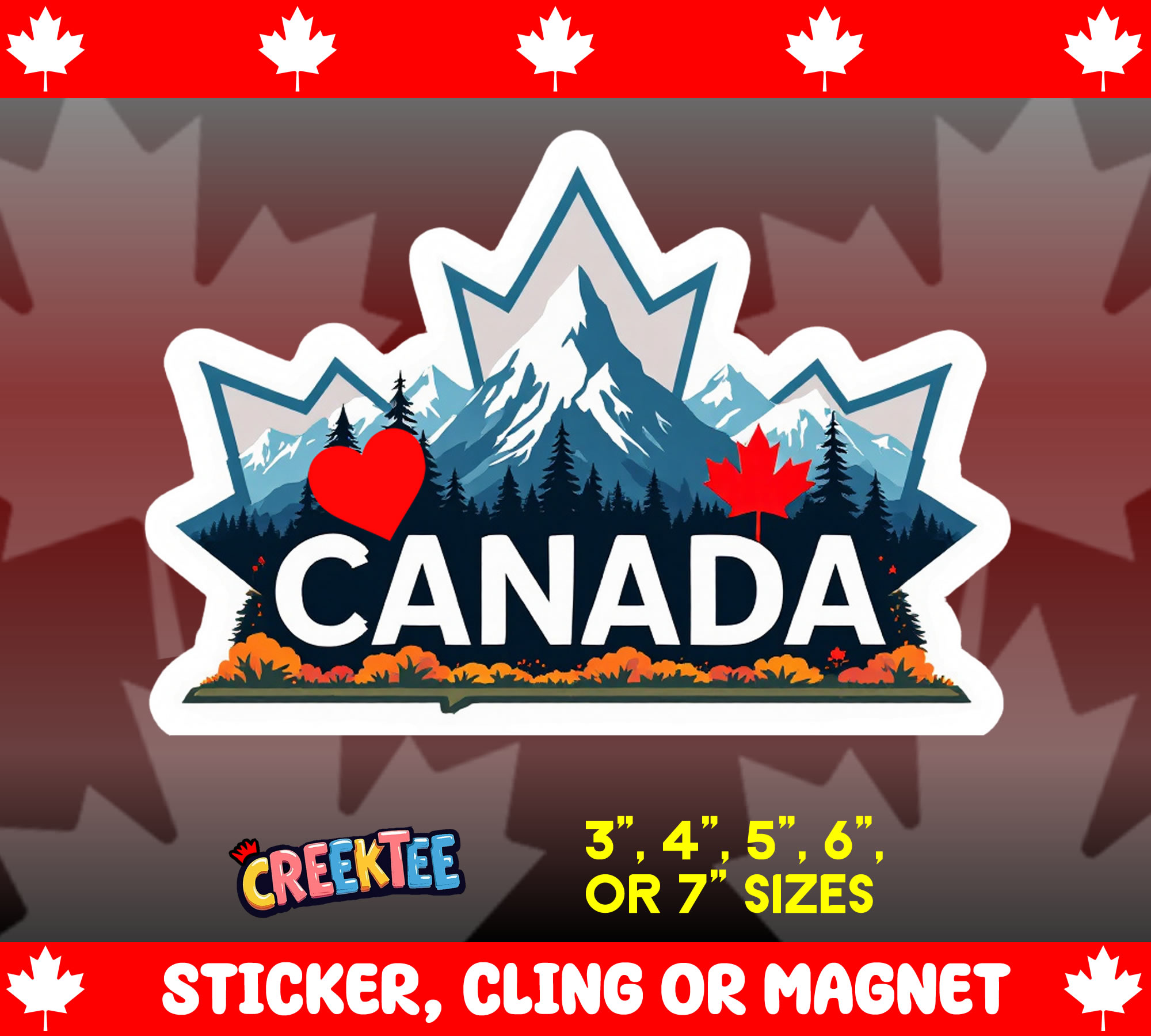 Canada Vinyl Sticker  Window Cling or Magnet with Laminate Coating in Various Sizes - Custom Bumper Sticker, Vinyl Sticker, or Magnet
