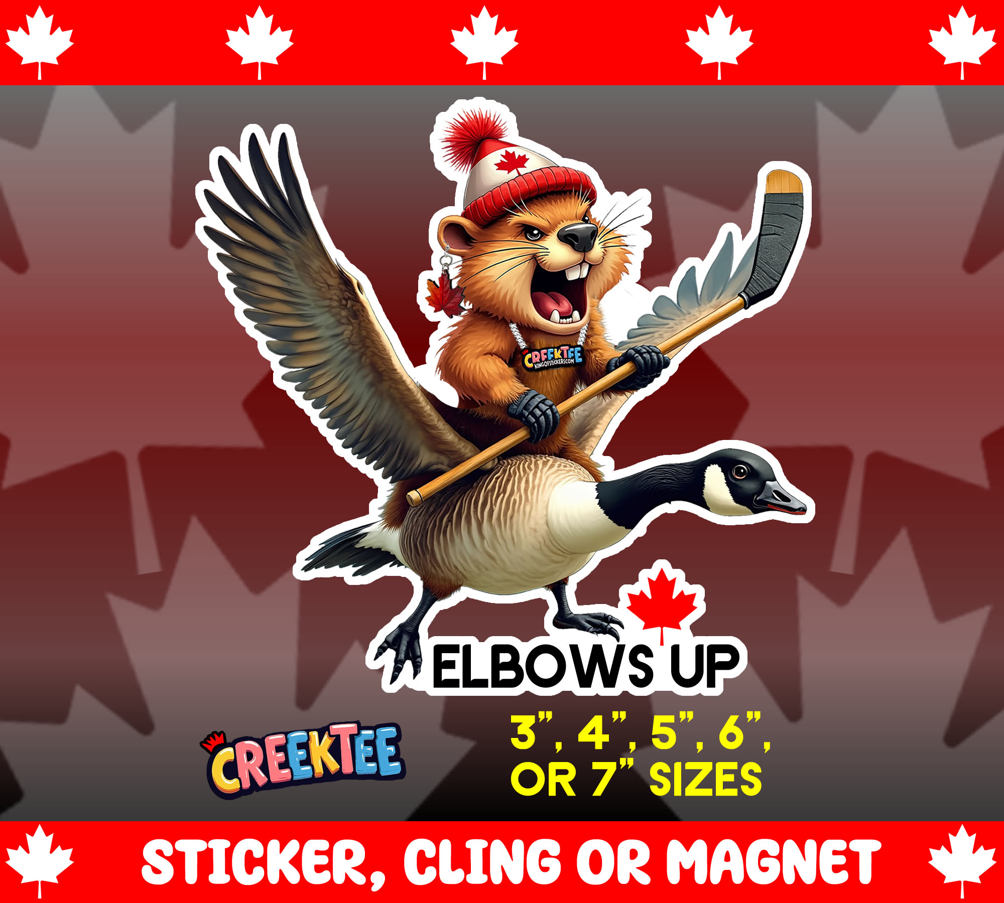 Elbows Up Die Cut Vinyl Sticker  Window Cling or Magnet with Laminate Coating in Various Sizes - Custom Bumper Sticker, Vinyl Sticker, or Magnet