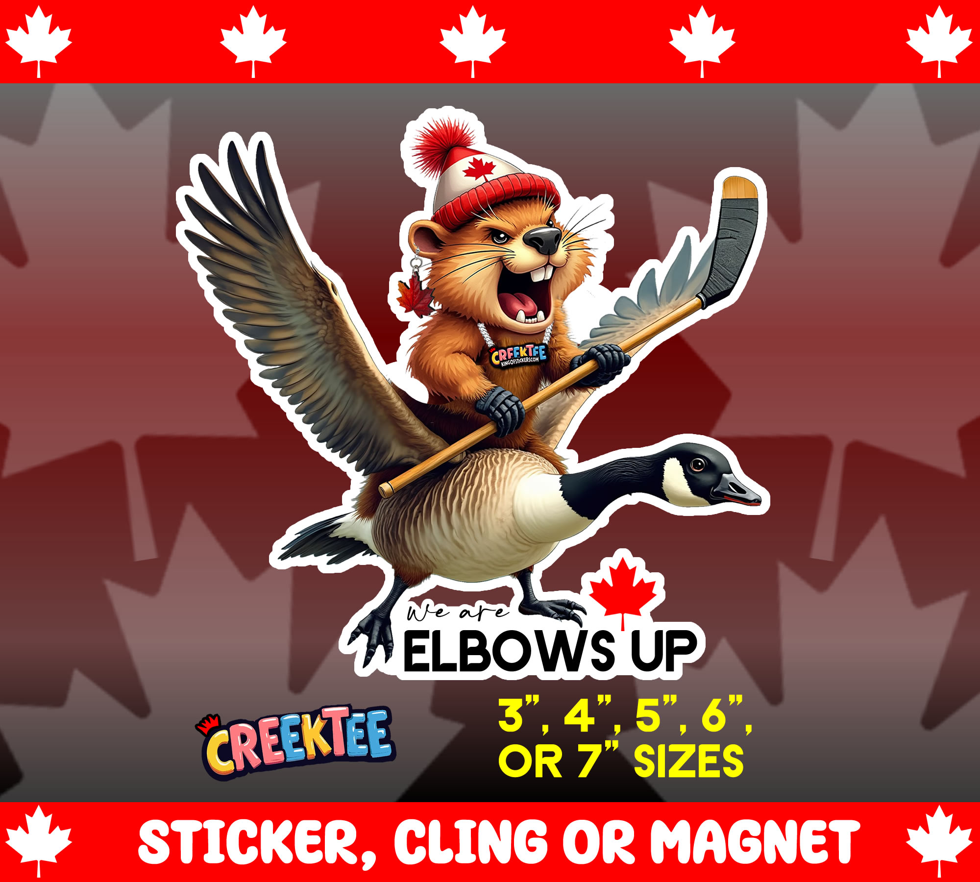 Elbows Up Die Cut Vinyl Sticker  Window Cling or Magnet with Laminate Coating in Various Sizes - Custom Bumper Sticker, Vinyl Sticker, or Magnet