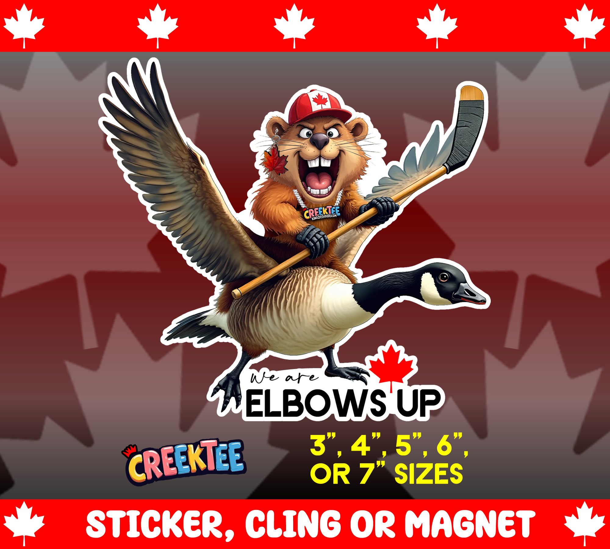 Elbows Up Die Cut Vinyl Sticker  Window Cling or Magnet with Laminate Coating in Various Sizes - Custom Bumper Sticker, Vinyl Sticker, or Magnet