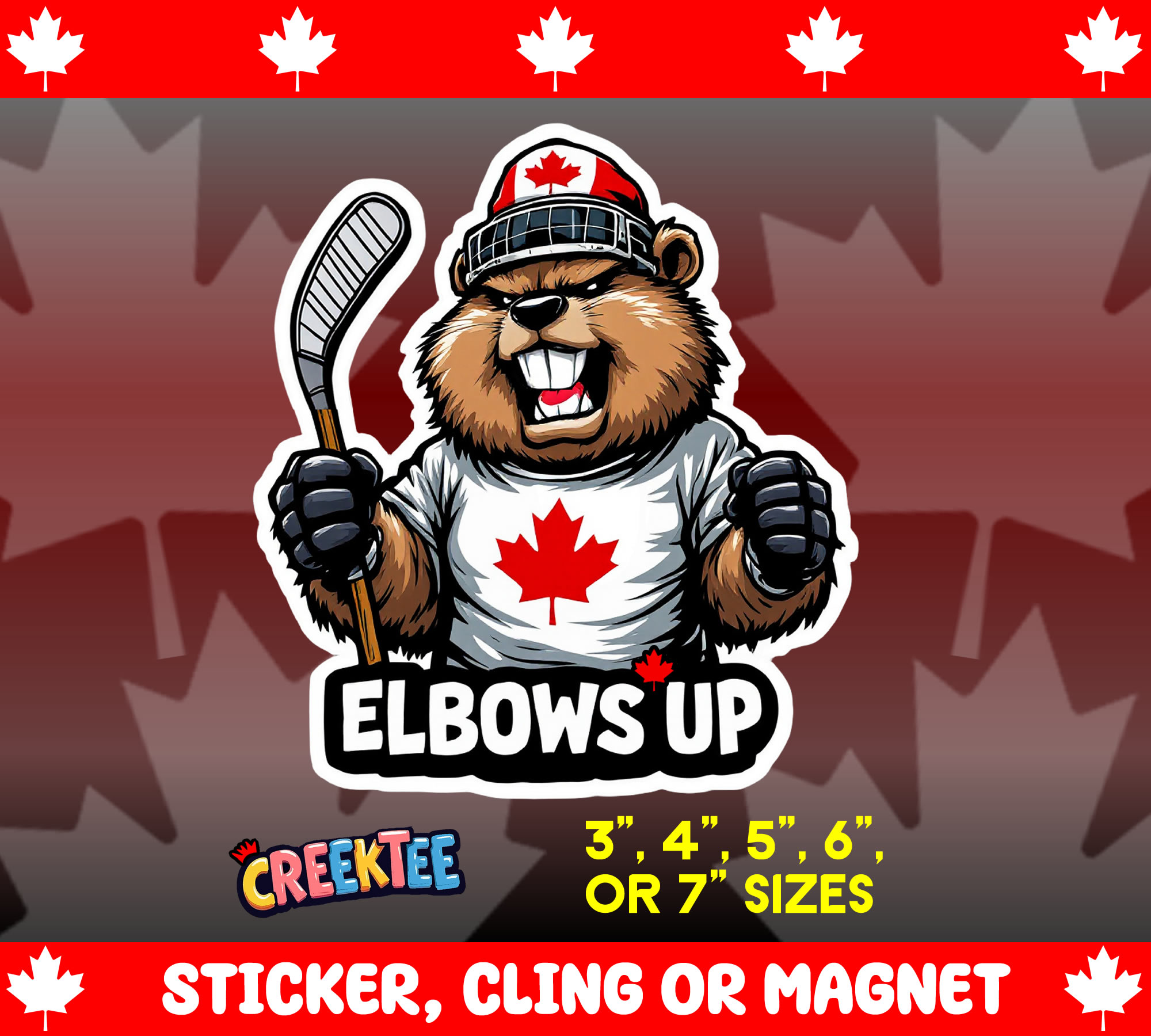 Elbows Up Die Cut Vinyl Sticker  Window Cling or Magnet with Laminate Coating in Various Sizes - Custom Bumper Sticker, Vinyl Sticker, or Magnet
