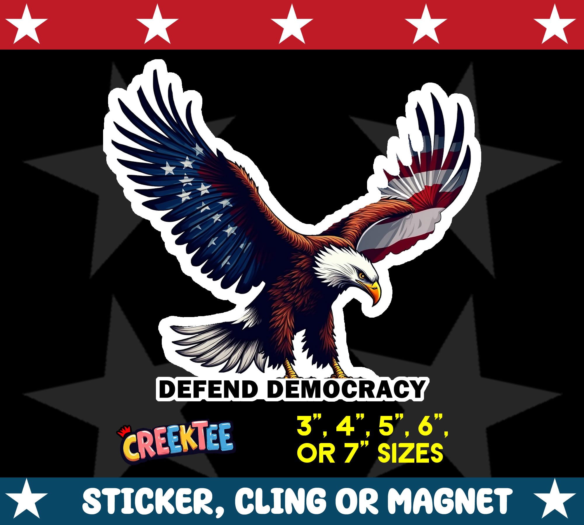 Defend Democracy Die Cut Vinyl Sticker  Window Cling or Magnet with Laminate Coating in Various Sizes - Custom Bumper Sticker, Vinyl Sticker, or Magnet