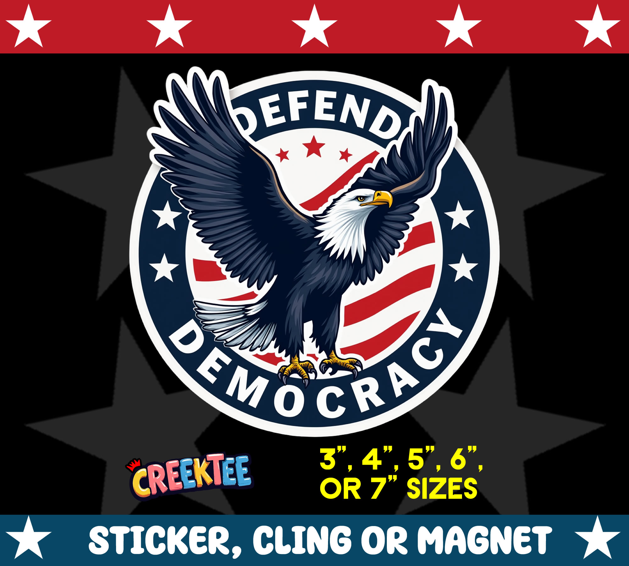 Defend Democracy Die Cut Vinyl Sticker  Window Cling or Magnet with Laminate Coating in Various Sizes - Custom Bumper Sticker, Vinyl Sticker, or Magnet