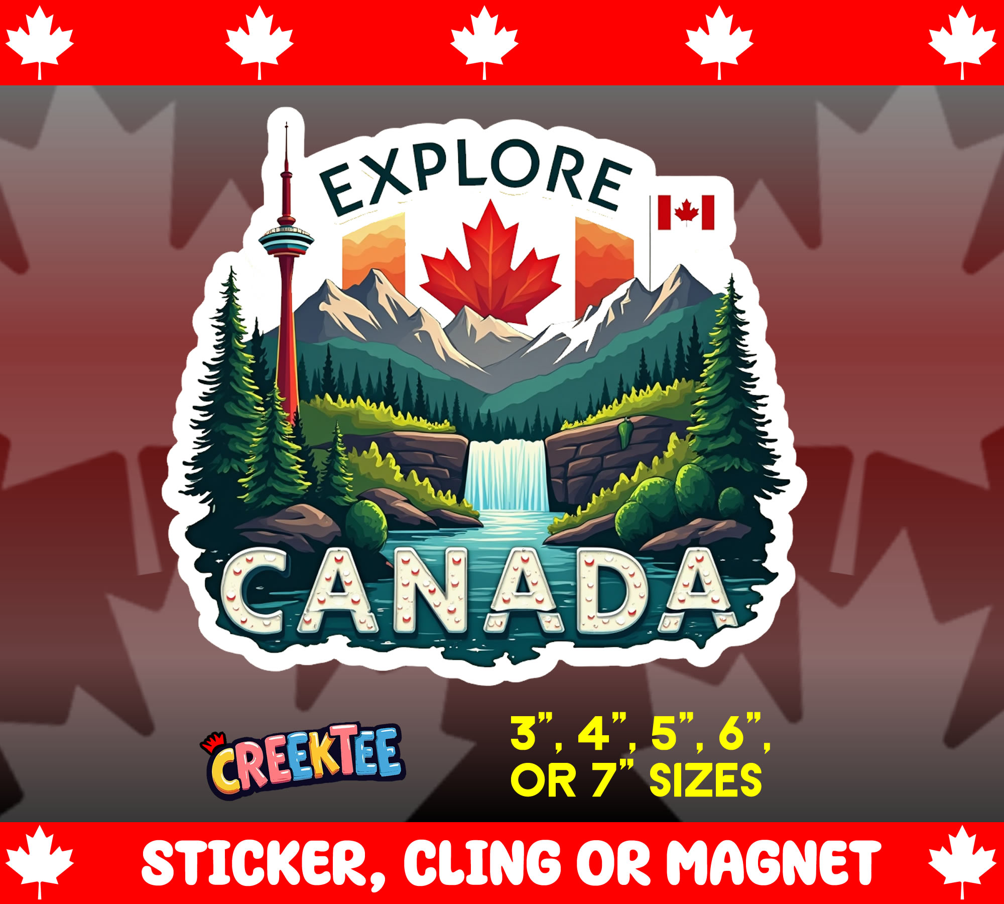 Explore Canada Die Cut Vinyl Sticker  Window Cling or Magnet with Laminate Coating in Various Sizes - Custom Bumper Sticker, Vinyl Sticker, or Magnet