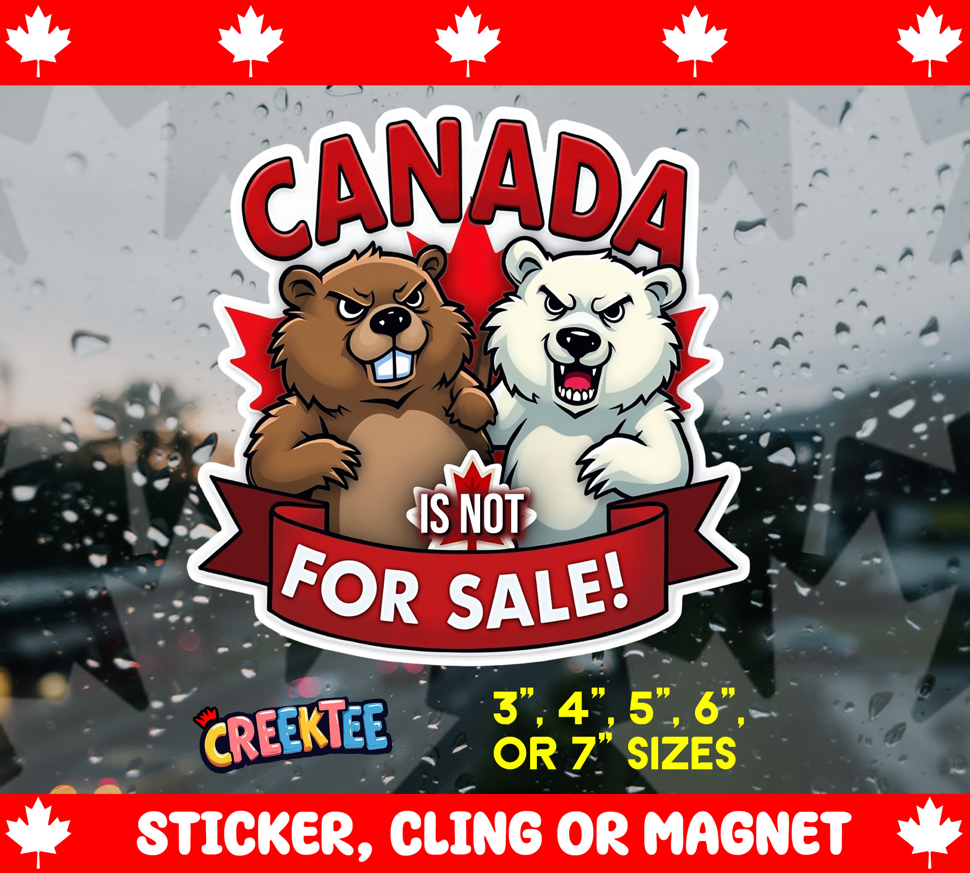 Canada is Not for Sale Die Cut Vinyl Sticker  Window Cling or Magnet with Laminate Coating in Various Sizes - Custom Bumper Sticker, Vinyl Sticker, or Magnet