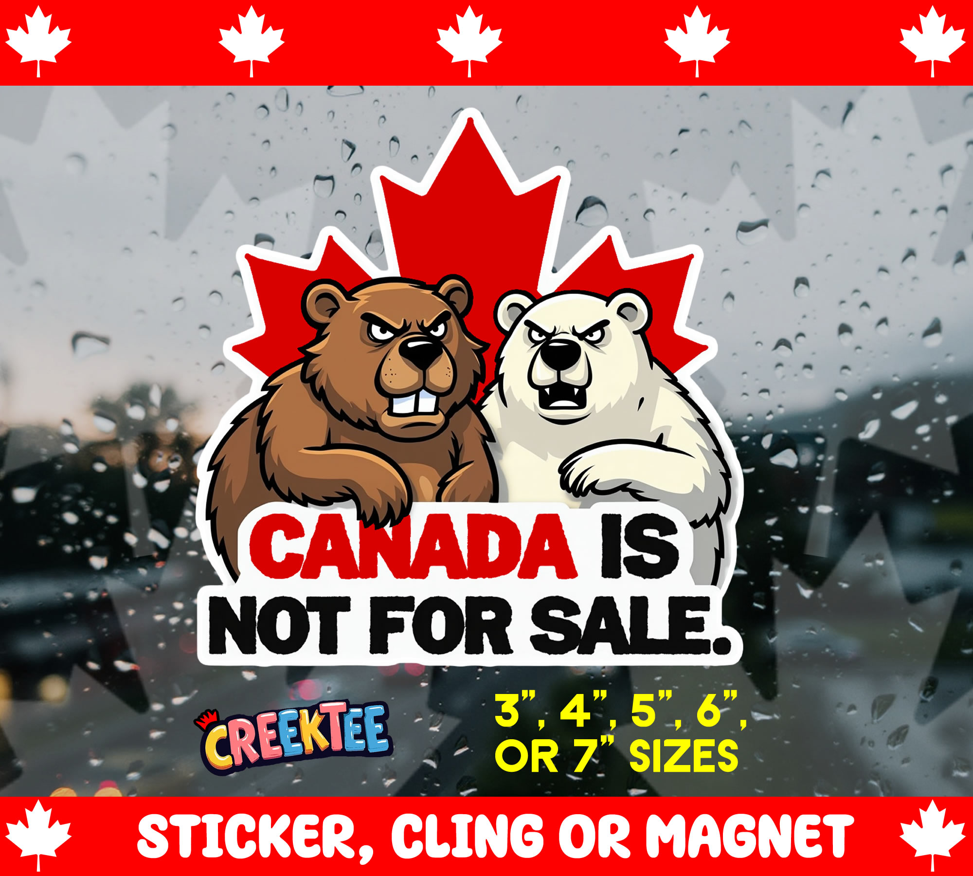 Canada is Not for Sale Die Cut Vinyl Sticker  Window Cling or Magnet with Laminate Coating in Various Sizes - Custom Bumper Sticker, Vinyl Sticker, or Magnet