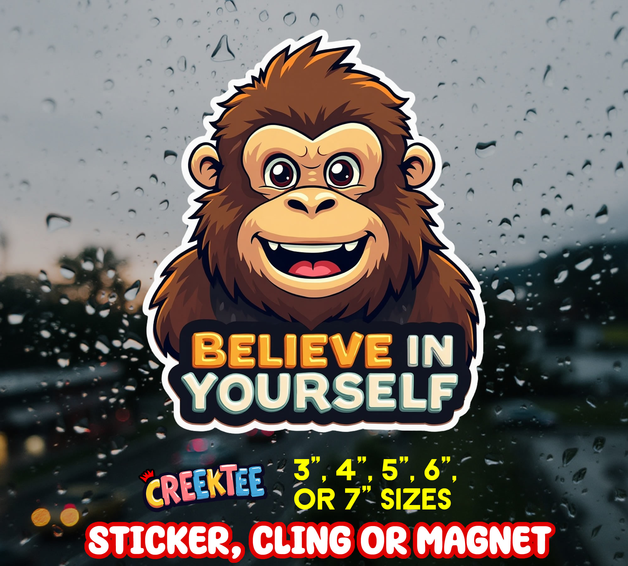 Believe in Yourself Die Cut Vinyl Sticker  Window Cling or Magnet with Laminate Coating in Various Sizes - Custom Bumper Sticker, Vinyl Sticker, or Magnet