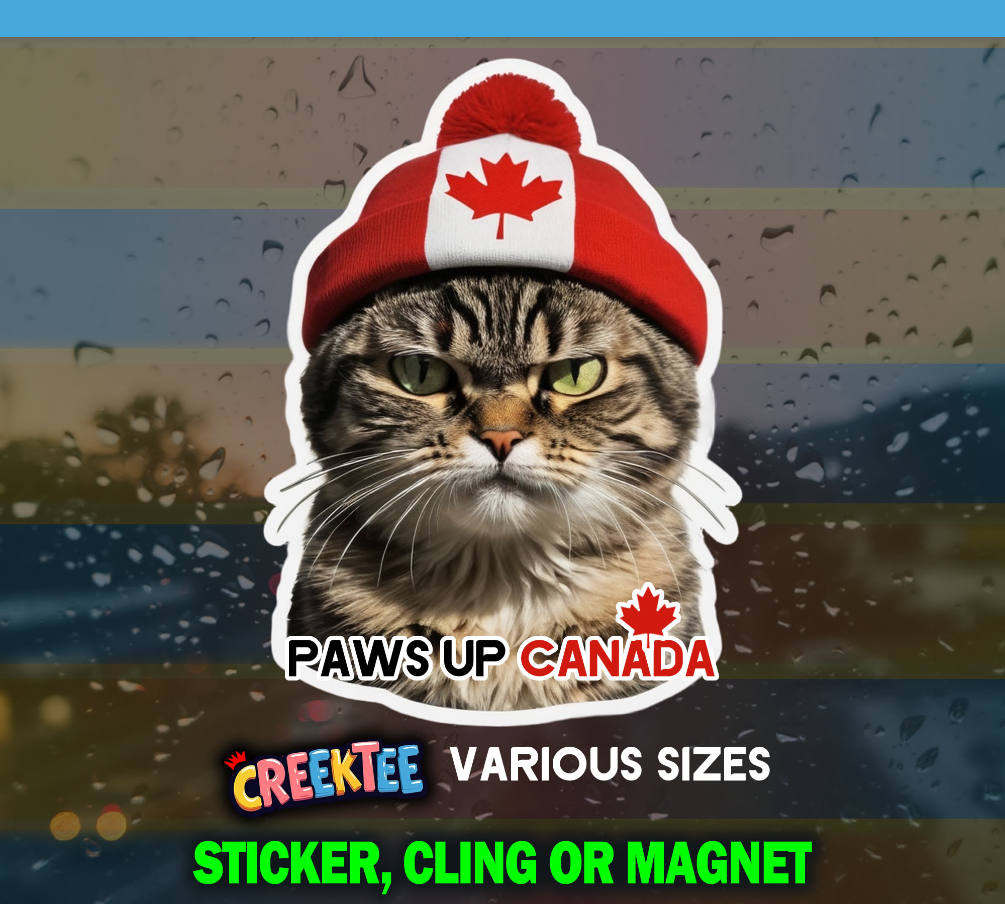 Paws up Canada Die Cut Vinyl Sticker  Window Cling or Magnet with Laminate Coating in Various Sizes - Custom Bumper Sticker, Vinyl Sticker, or Magnet