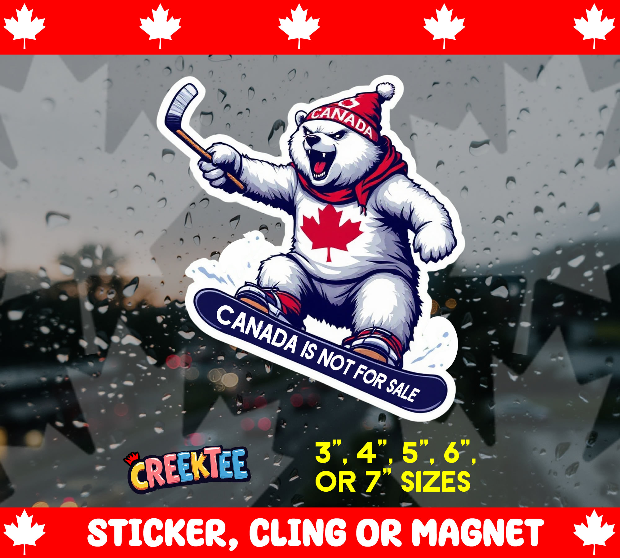 Canada is Not for Sale Die Cut Vinyl Sticker  Window Cling or Magnet with Laminate Coating in Various Sizes - Custom Bumper Sticker, Vinyl Sticker, or Magnet