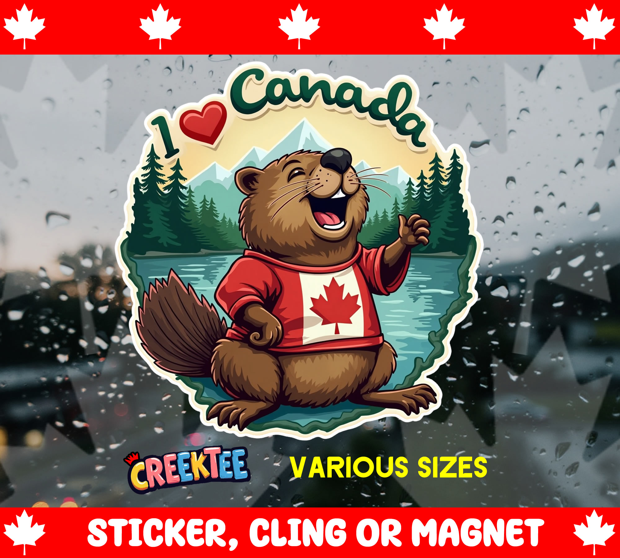I Love Canada Die Cut Vinyl Sticker  Window Cling or Magnet with Laminate Coating in Various Sizes - Custom Bumper Sticker, Vinyl Sticker, or Magnet
