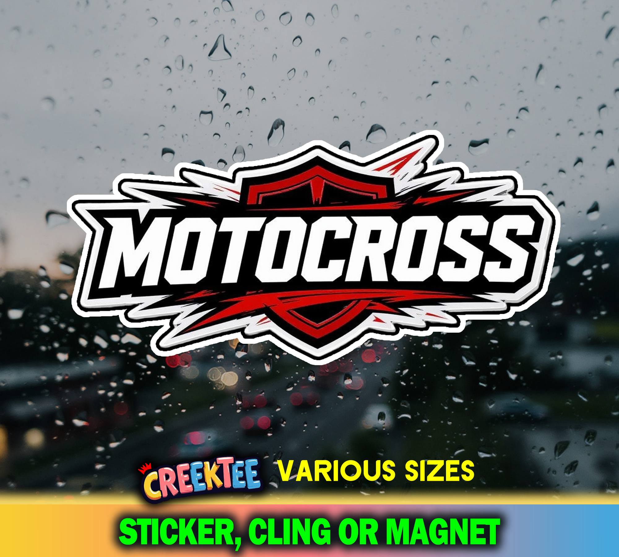 Motocross  Die Cut Vinyl Sticker  Window Cling or Magnet with Laminate Coating in Various Sizes - Custom Bumper Sticker, Vinyl Sticker, or Magnet