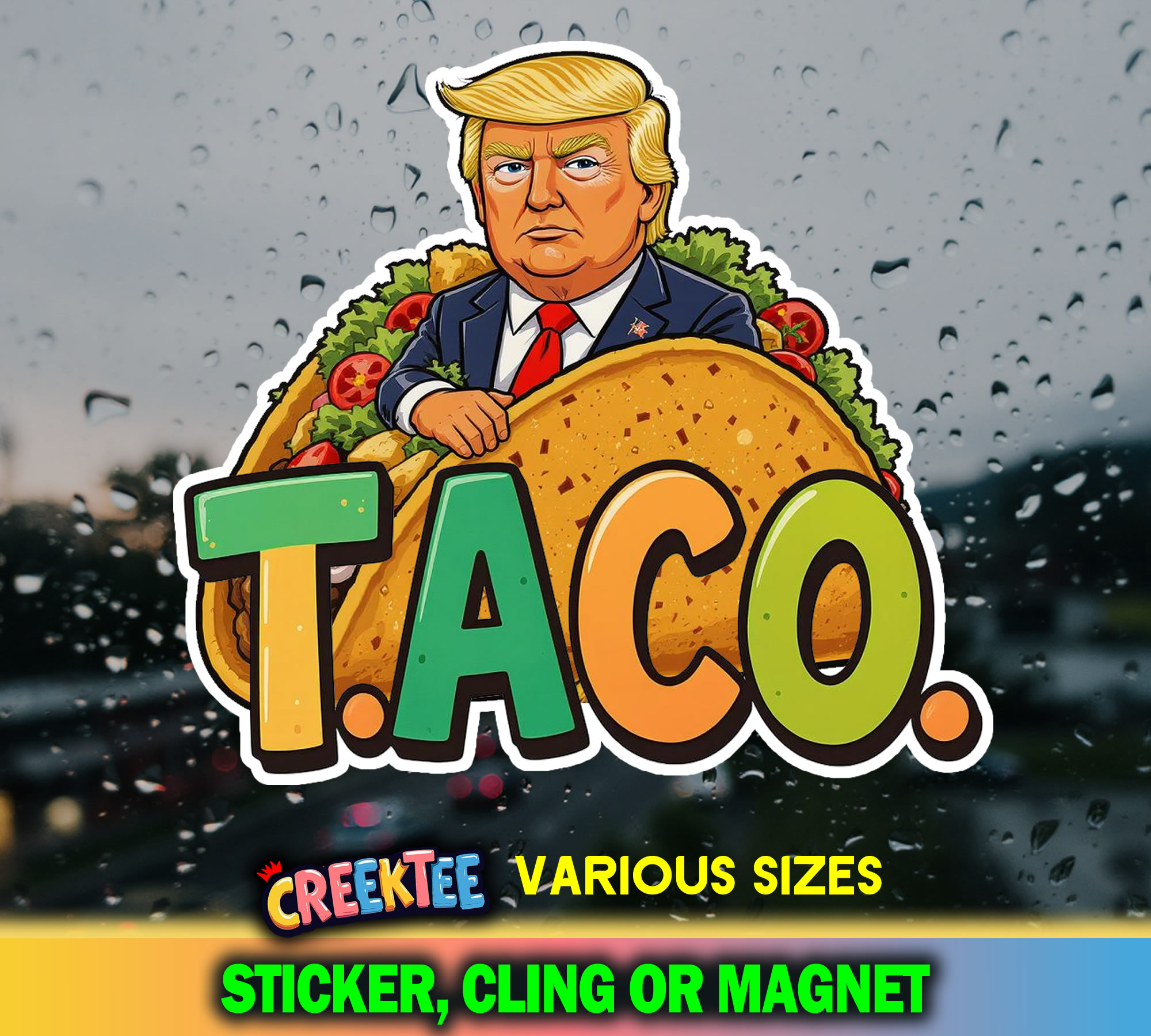 TACO  Vinyl Decal In Various Colors  Chrome Colors and Various Sizes - Custom Bumper Sticker, Vinyl Sticker, or Magnet