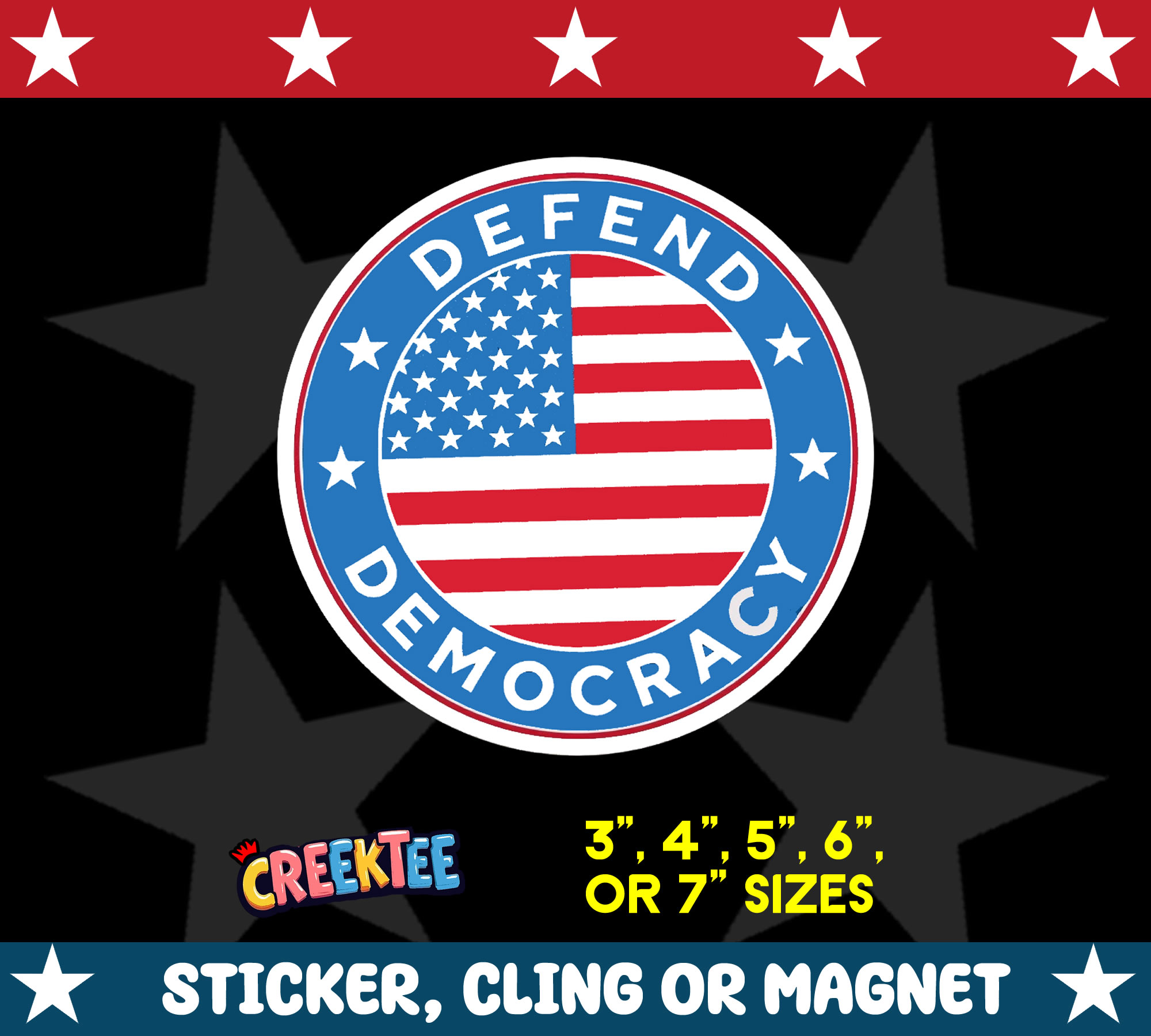 Defend Democracy Die Cut Vinyl Sticker  Window Cling or Magnet with Laminate Coating in Various Sizes - Custom Bumper Sticker, Vinyl Sticker, or Magnet