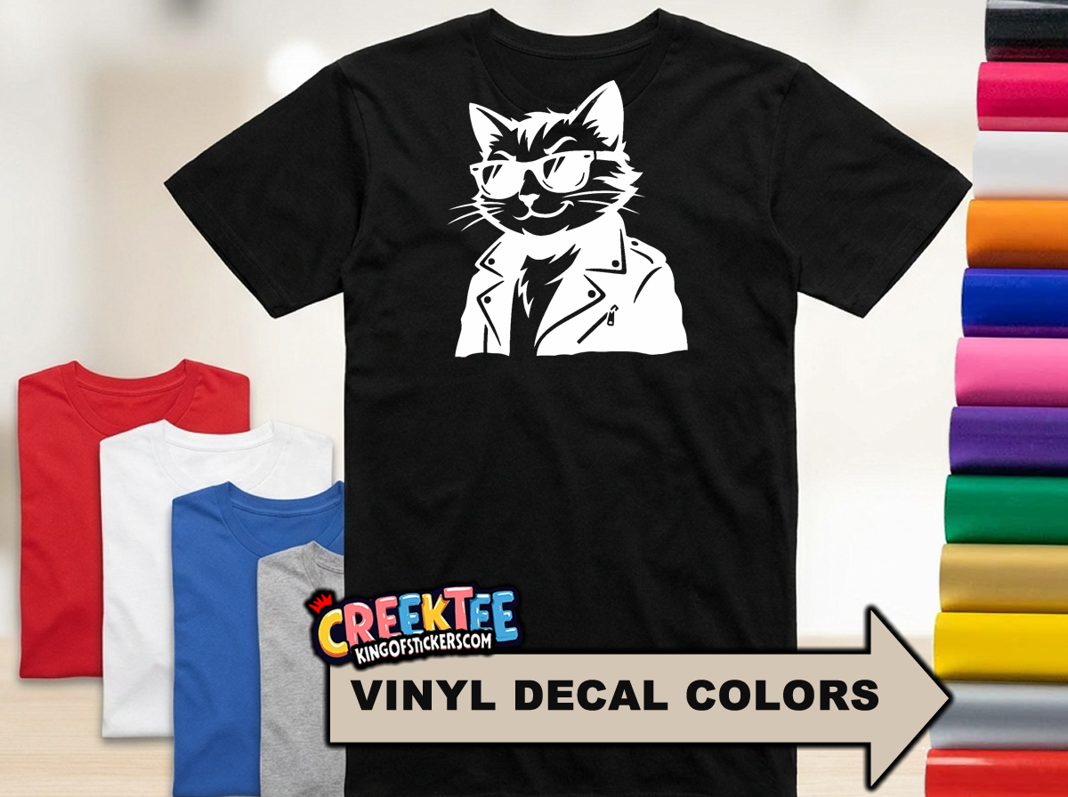 Cool Cat HTV Vinyl Tee  - Custom Bumper Sticker, Vinyl Sticker, or Magnet