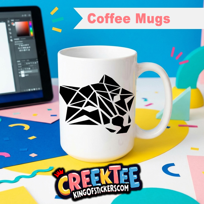 The Panther Fun Coffee Mug In Your Custom Print Color - Custom Bumper Sticker, Vinyl Sticker, or Magnet