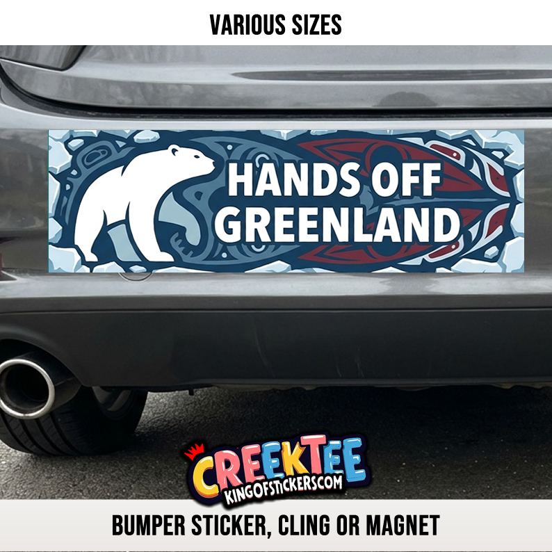 Hands Off Greenland Vinyl Bumper Sticker  Window Cling or Bumper Sticker Magnet in UV Laminate Coating - Custom Bumper Sticker, Vinyl Sticker, or Magnet