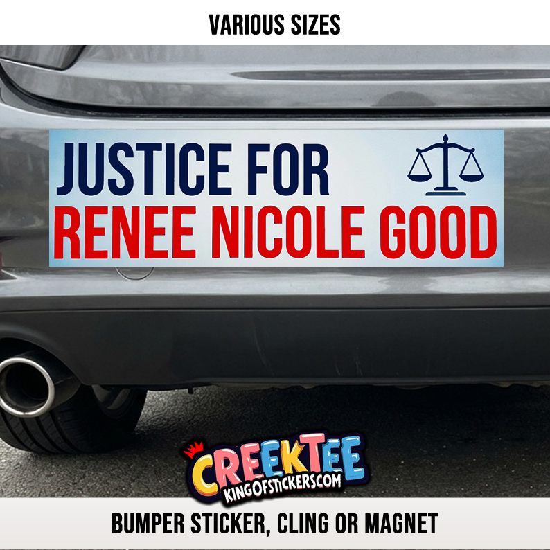 Justice For Renee Nicole Good Vinyl Bumper Sticker  Window Cling or Magnet in UV Laminate Coating and Various Sizes - Custom Bumper Sticker, Vinyl Sticker, or Magnet