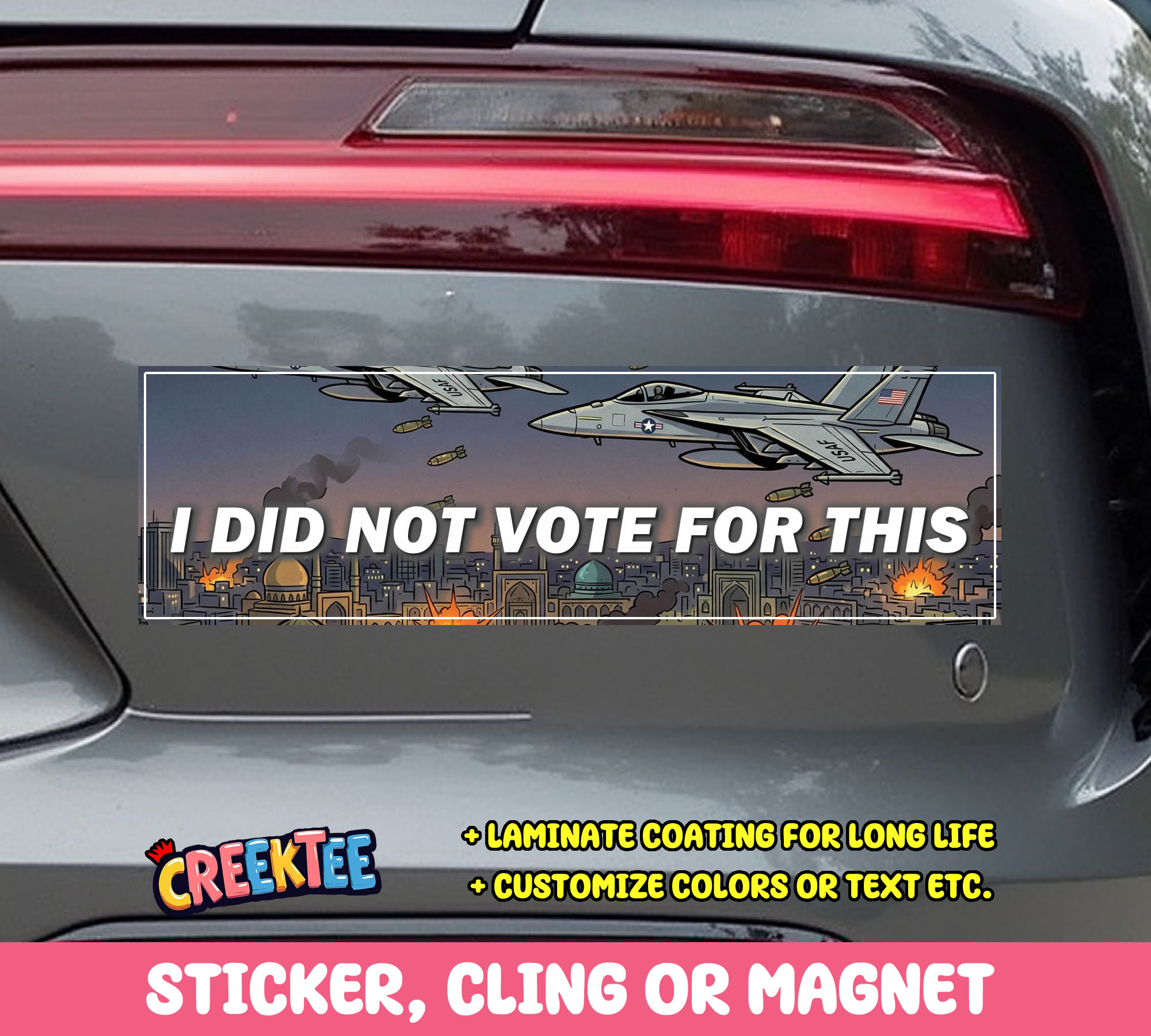 I Did Not Vote For This Vinyl Bumper Sticker  Window Cling or Magnet in UV Laminate Coating and Various Sizes - Custom Bumper Sticker, Vinyl Sticker, or Magnet