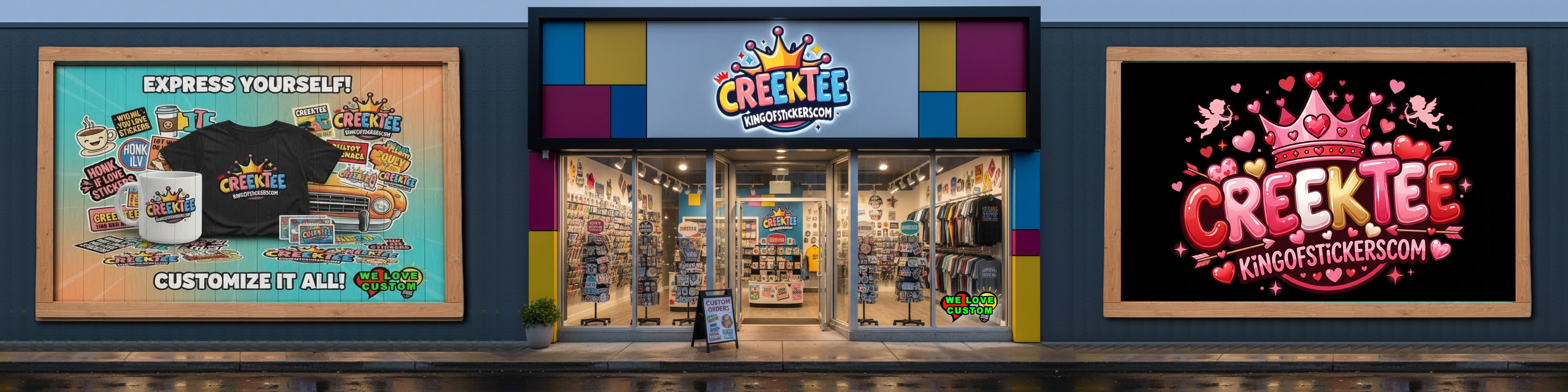 CREEKTEE KING OF STICKERS - February Special - Custom Bumper Stickers, Magnets, Window Cling, Mugs, Key Chains, Lighter Wraps and more